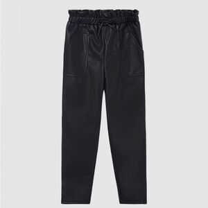 Mayoral Black Kids Formal Faux Leather Trousers
